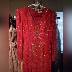Vintage Marina Luna Radiant Red Sequin Dress